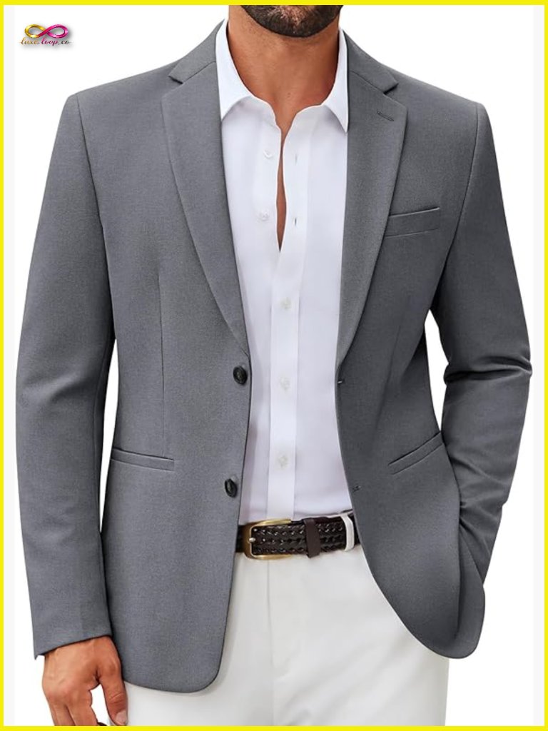 Slim Fit Sport Coat Lightweight Knit Blazer Classic Modern Casual Wear